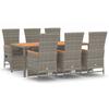 VidaXL Ensemble à manger de jardin et coussins 7 pcs gris rotin, ensemble de salle à manger, ensemble de salle à manger 3157559