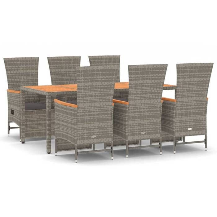 VidaXL Ensemble à manger de jardin et coussins 7 pcs gris rotin, ensemble de salle à manger, ensemble de salle à manger 3157559