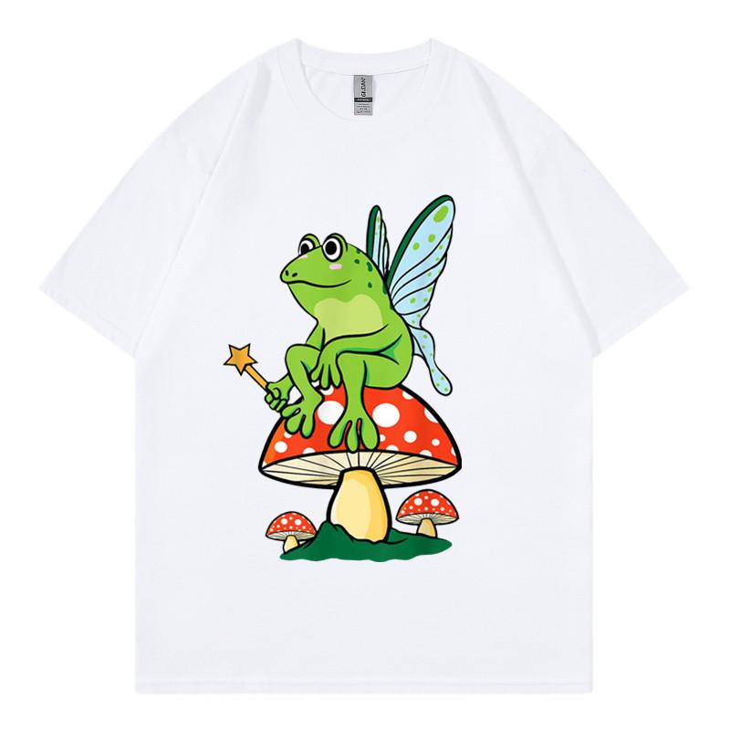 Delicious Mushroom and Frog Anime Short Sleeve Tshirt for Unisex and Unisex Summer Youth Student Casual Loose Top