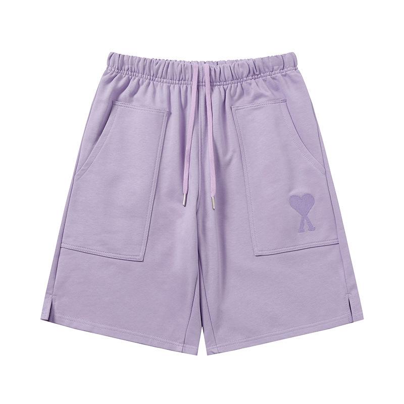 Ami Women's Heart Embroidered Casual Summer Sweatpants - Classic Straight-Leg with Drawstring