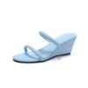 Summer Simple Strap Sandals Women Summer Outside Wear Fashion Round Toe Open Toe Slender Strap Wedge Heel Shoes