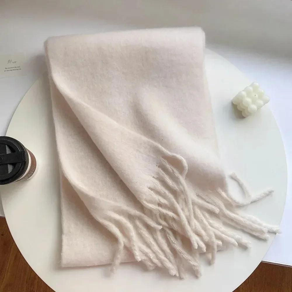 Cashmere Winter Scarf Thickened Warm Shawl Classic Tassels Fluffy Shaws Women Luxury Autumn Winter Scarf Solid Color Soft Shaw