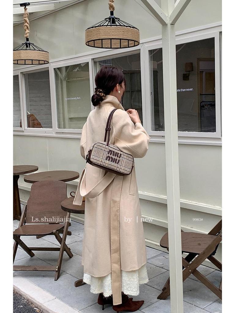 LS 2024 Women's High-End Cashmere Trench Coat - High Neck, Warm, Relaxed Fit