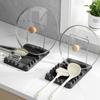 Spatula Rest and Pot Lid Rack with Partitioned Drain Tray, Metal Frame Stand for Sink Area, Table Side Service and Daily Cooking for Kitchen Counter