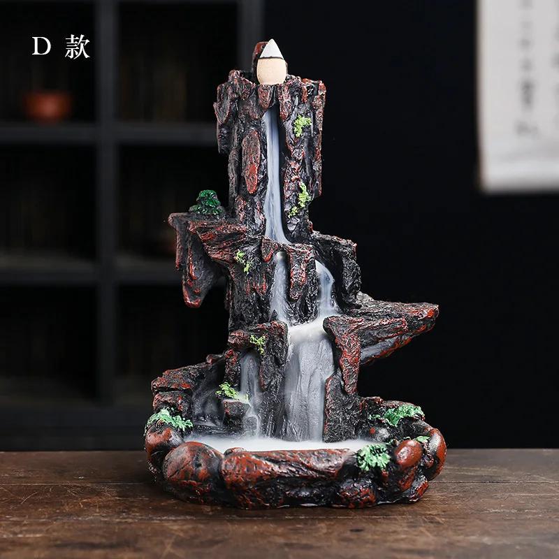 Resin Crafts Backflow Aromatherapy Furnace Creative Resin Alpine Flowing Water Backflow Incense Burner Home Relief Decoration