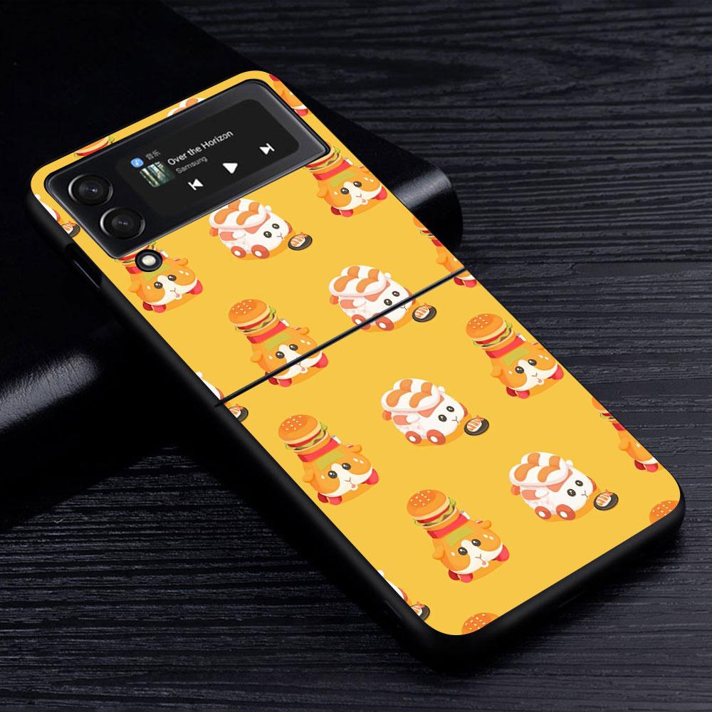PUI PUI MOLCAR Cute Case for Samsung Galaxy Z Flip4 Flip3 5G PC Hard Cell Phone Shell Z Flip 4 3 Black Coque Zflip4 Zflip3 Cover