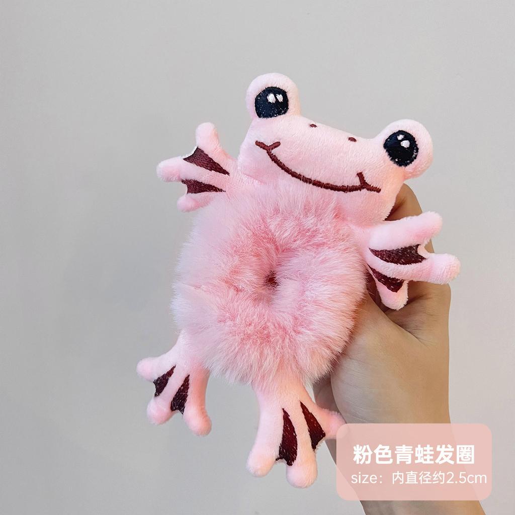 Kawaii Frog Panda Plush Rubber Band for Girls Ponytail Hair Tie Elastic Hair Ring Headwear Girls Hair Accessories