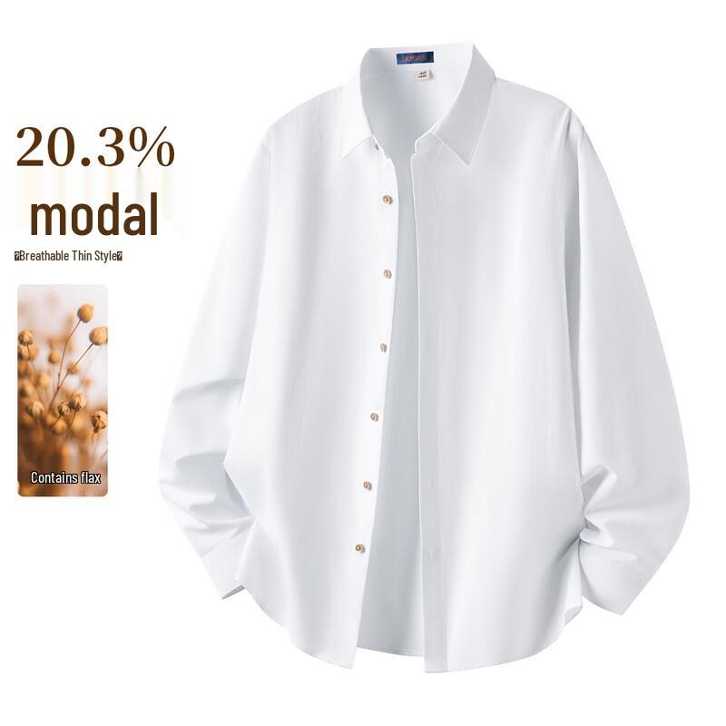 Kaiser Men s Modal-Linen Blend Easy Care Long Sleeve Shirt 42