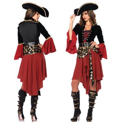 Halloweenské cosplay šaty Pirátská královna Taneční párty Pódiové představení Kostým Zvonek Rukávy Neformální Lem Šněrovací Pásek