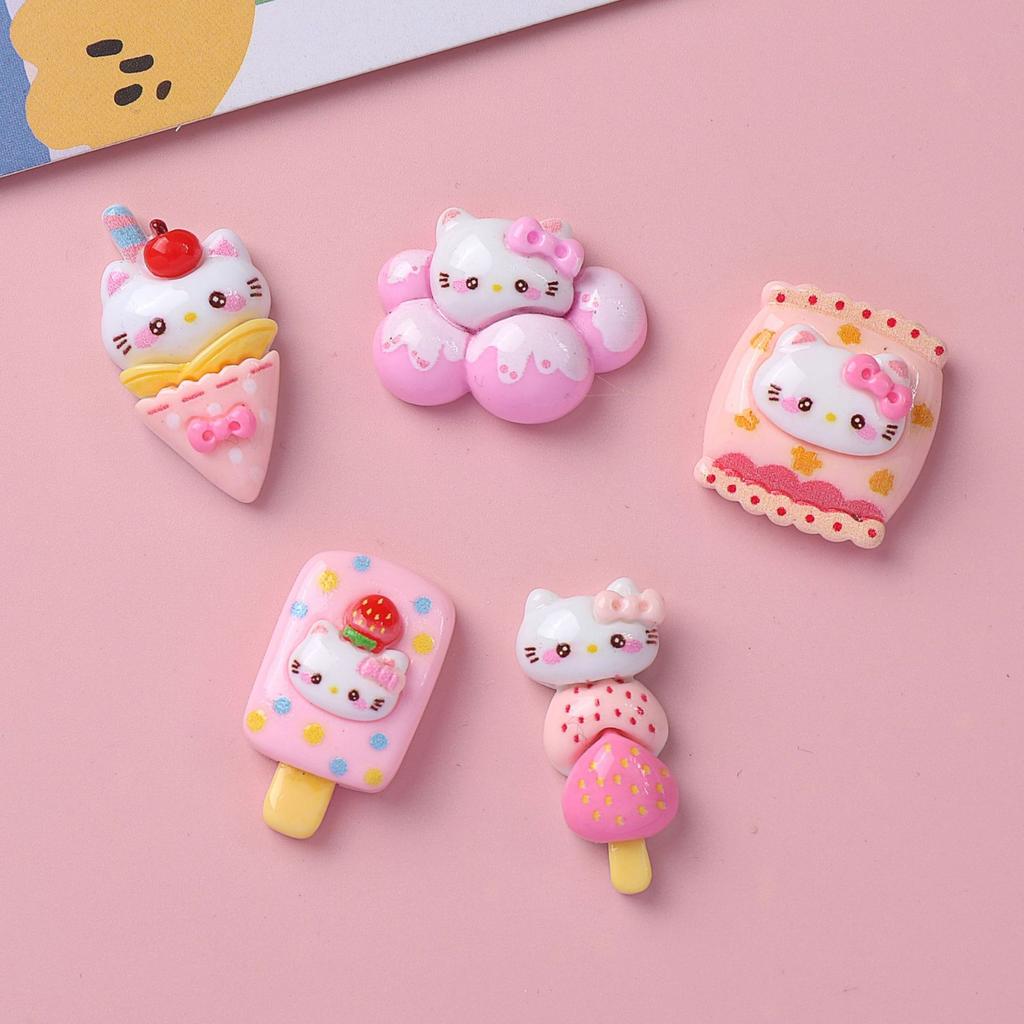 10Pcs New Mini Kawaii Cartoon Bright Food Kittenseries Flat Bottom Scrapbook  Diy Jewelry Making Hairwear Accessorie A36
