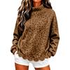 Women's Casual Loose Fit Mock Neck Leopard Print Long Sleeve Sweatshirt for Everyday Wear