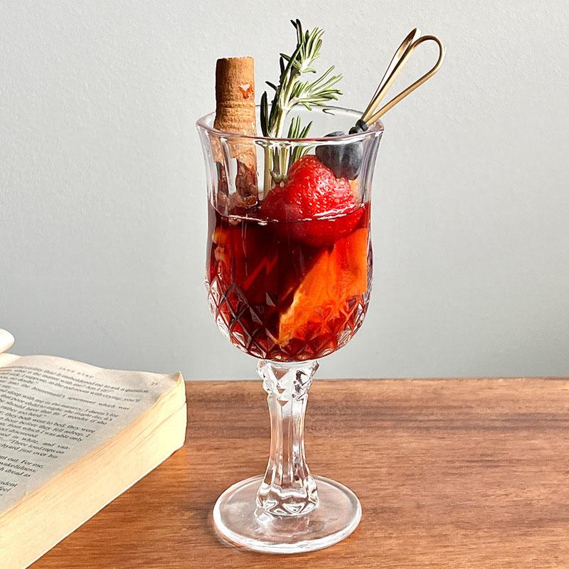 155ml/160ml Retro Engraved Cocktail Glass Beverage Cup Diamond Red Wine Glass Transparent Drinkware Champagne Sweet Wine Glasses