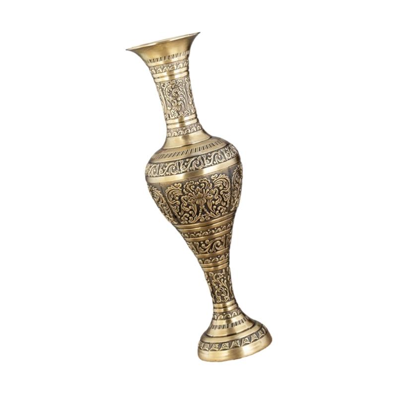 Embossed Antique Tall Metal Vases Flower Arrangements Container for Living Space Artistic Homes Centerpieces Decors