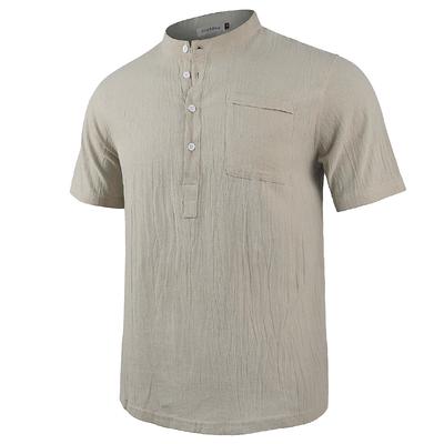 Men Casual Cotton Linen T-Shirt Pure Color T Shirts for Men Streetwear Beach Tops Tees Breathable Short Sleeve Shirt Vintage