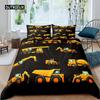 Excavator Duvet Cover Set Microfiber Tractor Truck Comforter Cover Twin Construction Vehicle Cartoon Bedding Set for Boys Teens