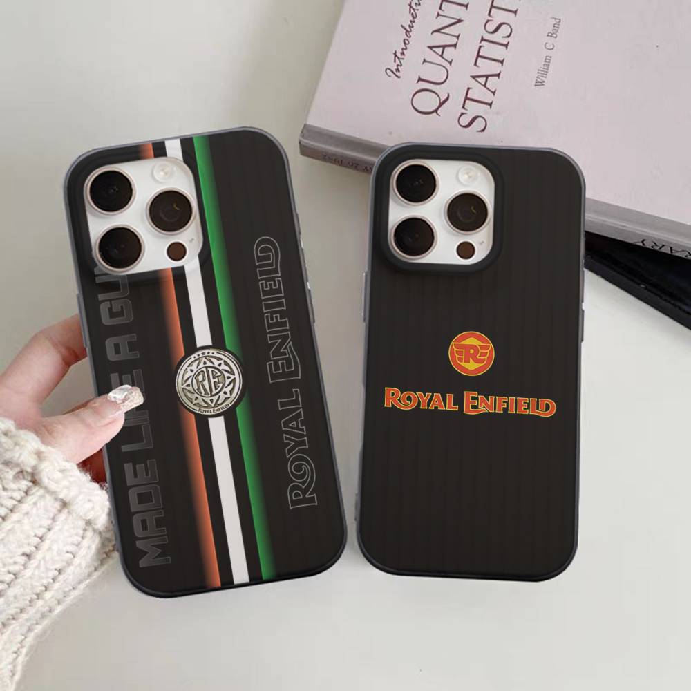 R-ROYALS E-ENFIELDS Logo Stripe Corrugated Shockprof Phone Case For IPhone 17 16 15 14 13 12 11 Pro Max Plus Pro Cover