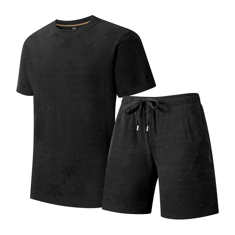 Summer Casual Sports Suit Men's Short Sleeved Lightweight Quick Drying Ice Silk Two-piece Set