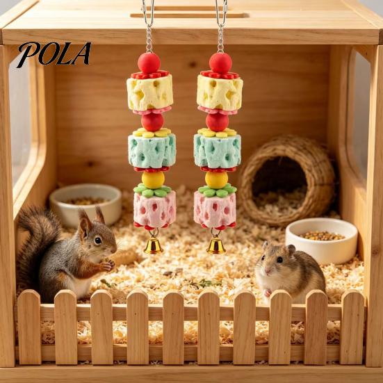 Bird Playtime Accessory Parrot Beak Grinding Stone, Chew Toy with Bell And Colorful Beads, Cockatiel Chewing Enrichment Toy, Cage for Budgies