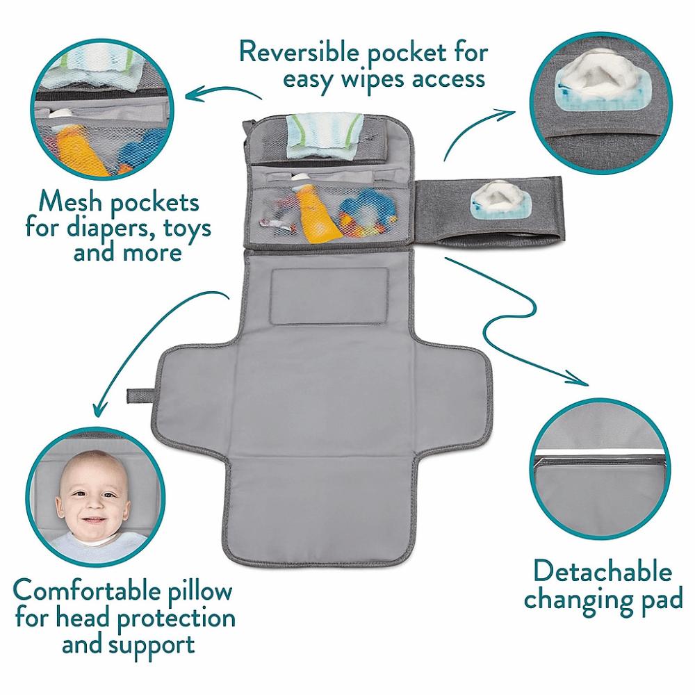 3 In 1 Baby Changing Pad Solid Color Stroller Bag Portable Foldable Diaper Bag Cover Mat