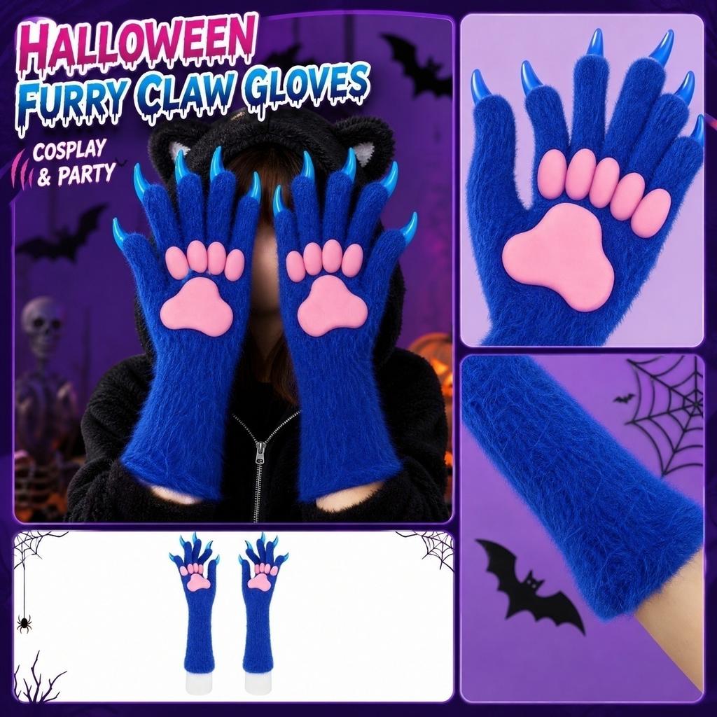 Halloween Silicone Gloves with Pads, Long Tips for Scary Costume