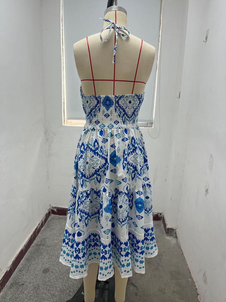 Summer Sexy Off-the-Shoulder Halter Neck Women's Dress