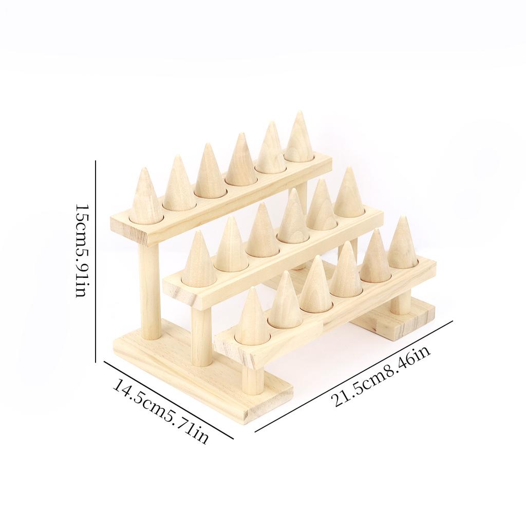 Simple solid wood cone ring display rack jewelry rack ring rack display jewelry rack live stream stall props