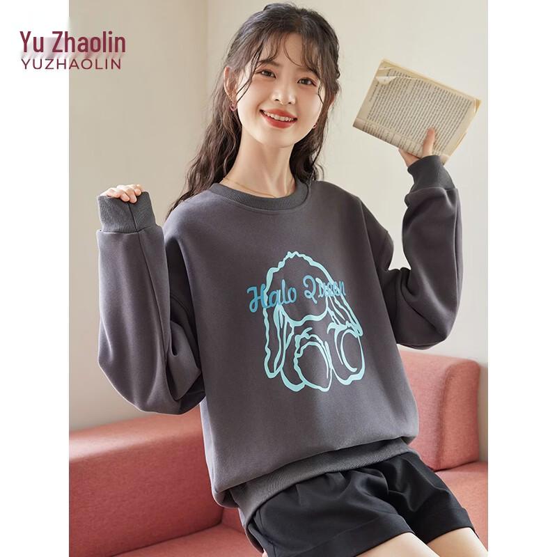 Yuzhaolin Women s Round Neck Rabbit Print Sweatshirt M