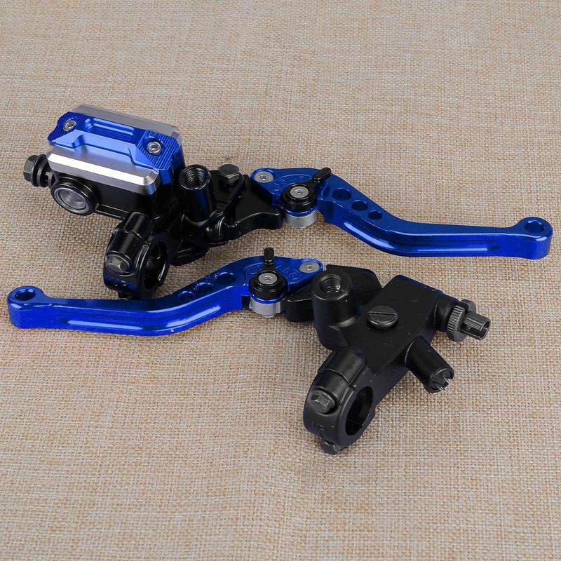 Blue 22mm 7/8" Universal Motorcycle Handlebar Hydraulic Brake Master Cylinder & Clutch Lever Set
