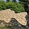 Fishing Logo Decor Handcrafted Wooden Artwork Decorative Desktop Ornament Gift for Fishing Enthusiasts Home Office Decoration