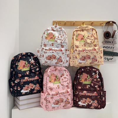 Multi-Compartment Capybara Backpack Large Capacity Waterproof Children's Shoulder Bag Lightweight Wide Straps