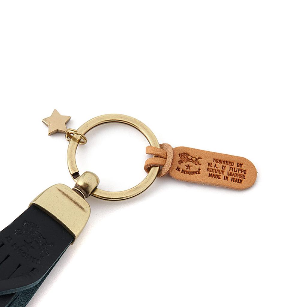 IL BISONTE Genuine Leather Keychain, Key Ring, Unisex, Red, for Men and Women
