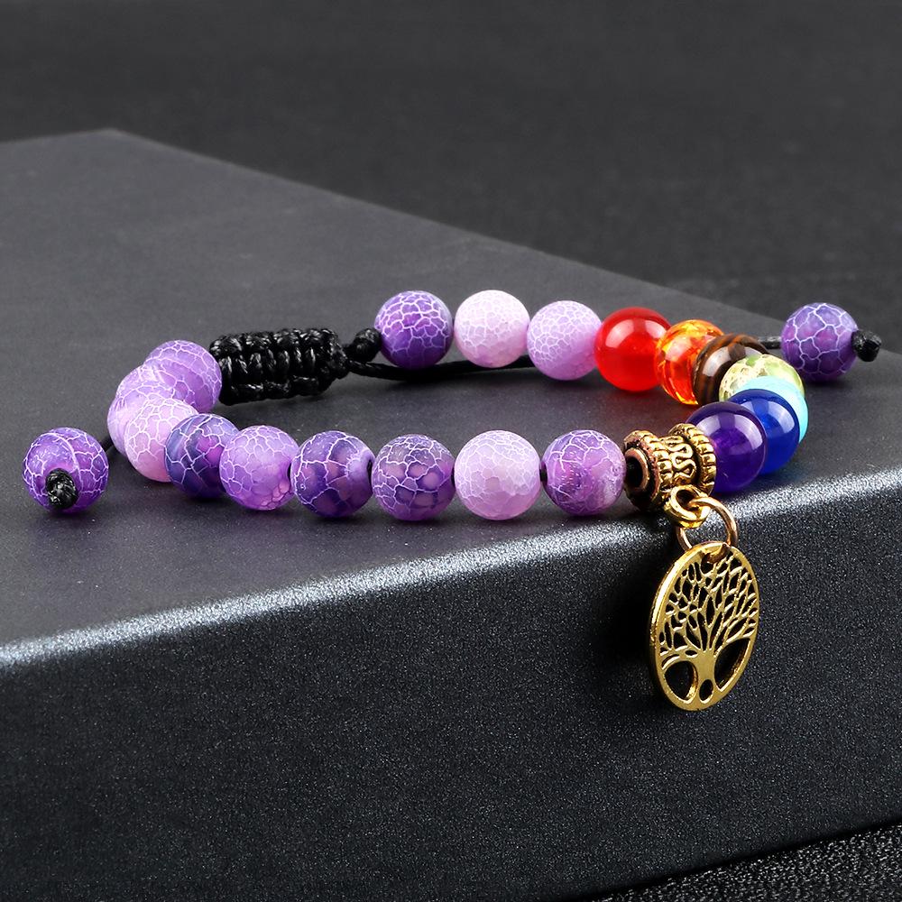 Tree of Life Pendant Woven Bracelet with Tiger Eye Matte Stone Beads - European & American Fashion