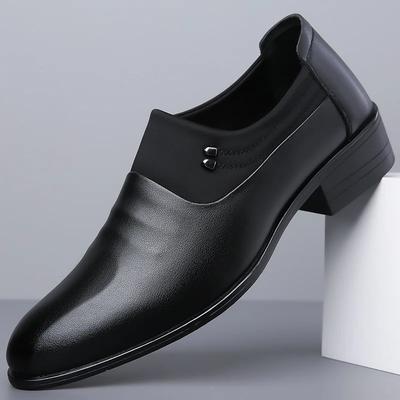 Fashion Fashion Thick Heel Leather Slip-on Business Dress Shoes for Men New Soft Sole Spring Autumn Designer Wedding Brogue Shoes Male