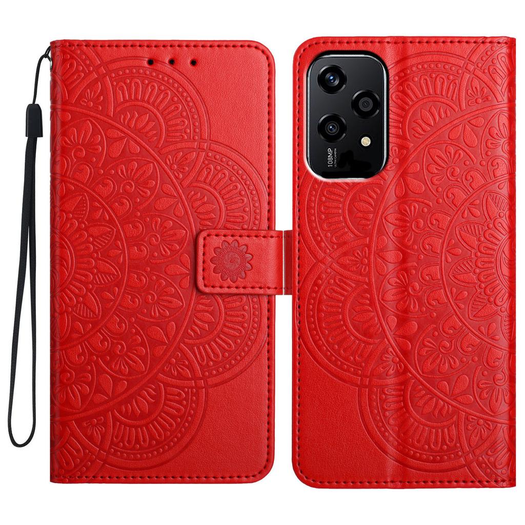 For Honor 200 Lite Lederhülle mit Kartenfächern, Mandala-Muster, Handyhülle mit Ständer