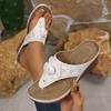 Women's Plus Size European/American Floral Open Toe Wedge Sandals - Summer Thick Sole Flip-Flops