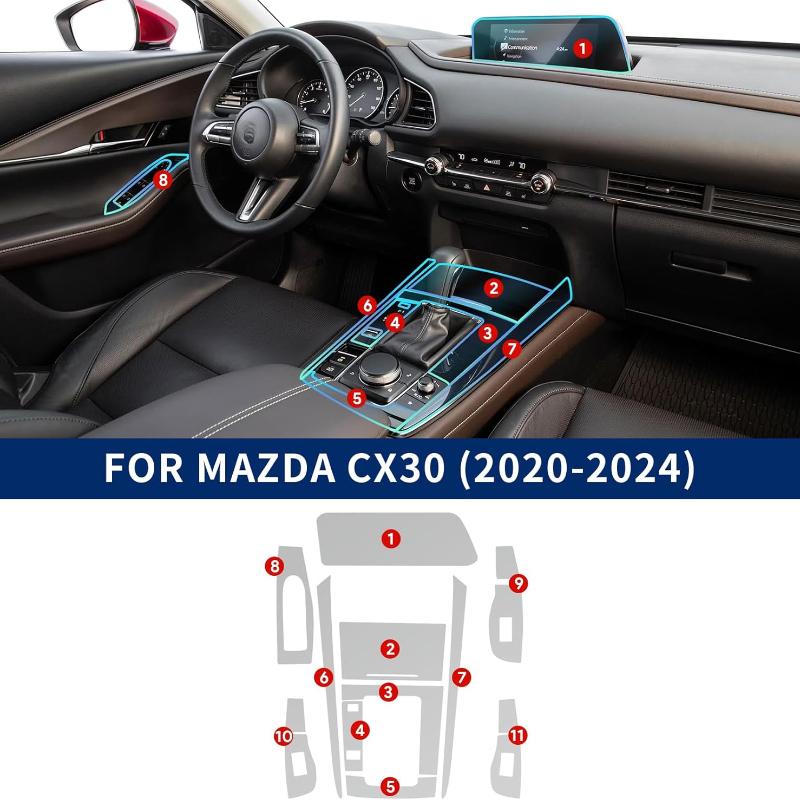 For -2024 Mazda CX30  Precut 8.5Mil Accessories Interior Thin Film Transparent TPU Protective Film Anti-Scratch Sticker