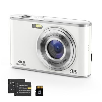 Kids Camera 4K Digital Camera Video Camera with Flash Light 1/4in Screw Hole 48MP Dual Lenses 16X