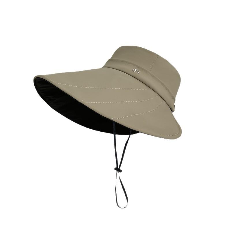Wide-brimmed Black-coated Sun Protection Hat for Women, Summer UV Protection Sunshade Fisherman Hat, Outdoor Vacation Travel Sun Hat