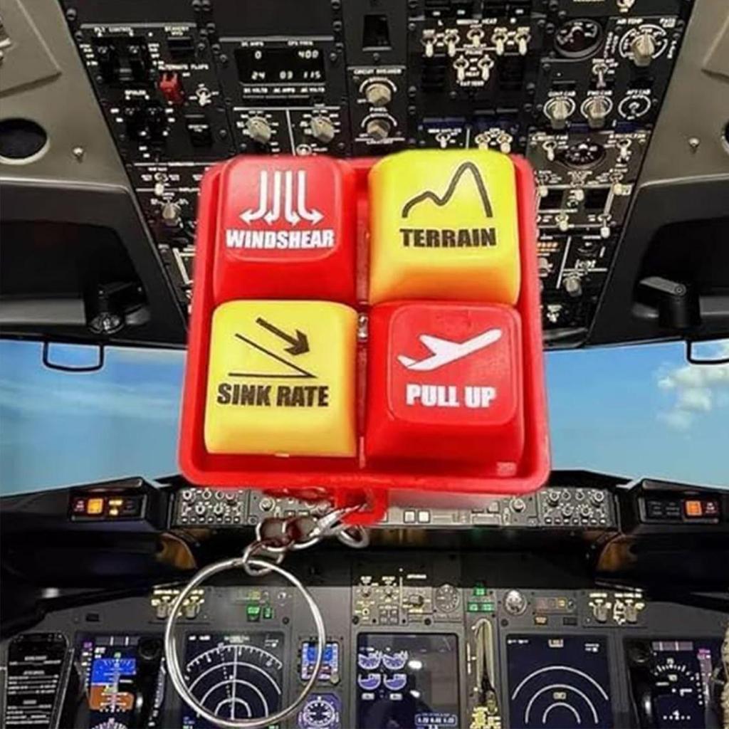 Pilot und Crew Alarm Schlüsselanhänger Sicherheitsrucksack Anhänger Warnsound-Simulator mit LED-Licht für Luftfahrt-Fans Reisebrieftasche