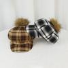 Vintage Karo-Barett für Damen mit warmem Fleece Winter-Modeaccessoire