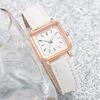 6PCs/Set Women's Fashion Watch Square Simple Dial Leather Quartz Watch with Love Bracelet Set