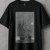 Moonlit Voyage | Vintage Nautical Engraving Tshirt | Maritime Gothic Art | Reinier Vinkeles - Unisex T-shirt