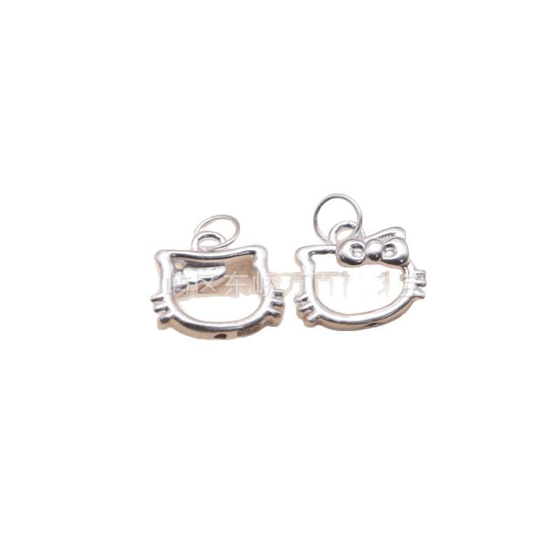Sterling Silver Hollow Cat Pendant for DIY Jewelry Making - Bracelet & Necklace Accessories