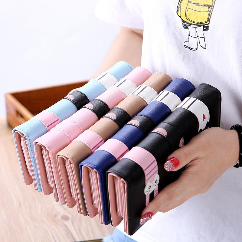 Damen Portemonnaie Abriebfestes Leder Portemonnaie Niedliche Katzen Kartenhalter Handy Tasche Lange Clutch Münzbörse Für Kinder Mädchen