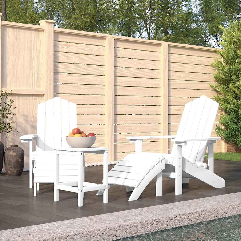 VidaXL Adirondack-Gartenstühle mit Hocker & Tisch HDPE Weiß
