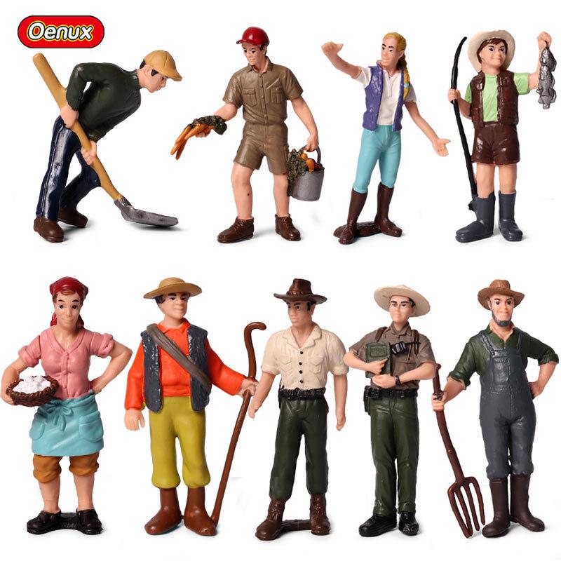 Farmer & Breeder Figure Set - Police Officer, Veterinarian, Plow Worker Toy Ornaments for Kids
