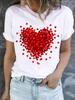 Heart Print Tshirt For Valentines Day Gifts Crew Neck Short Sleeve Tshirt Casual Every Day Tops Unisexs Clothing