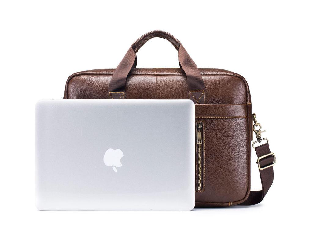 Men's Genuine Leather Business Laptop Briefcase - Large Capacity, Top Layer Cowhide, Crossbody Shoulder Bag