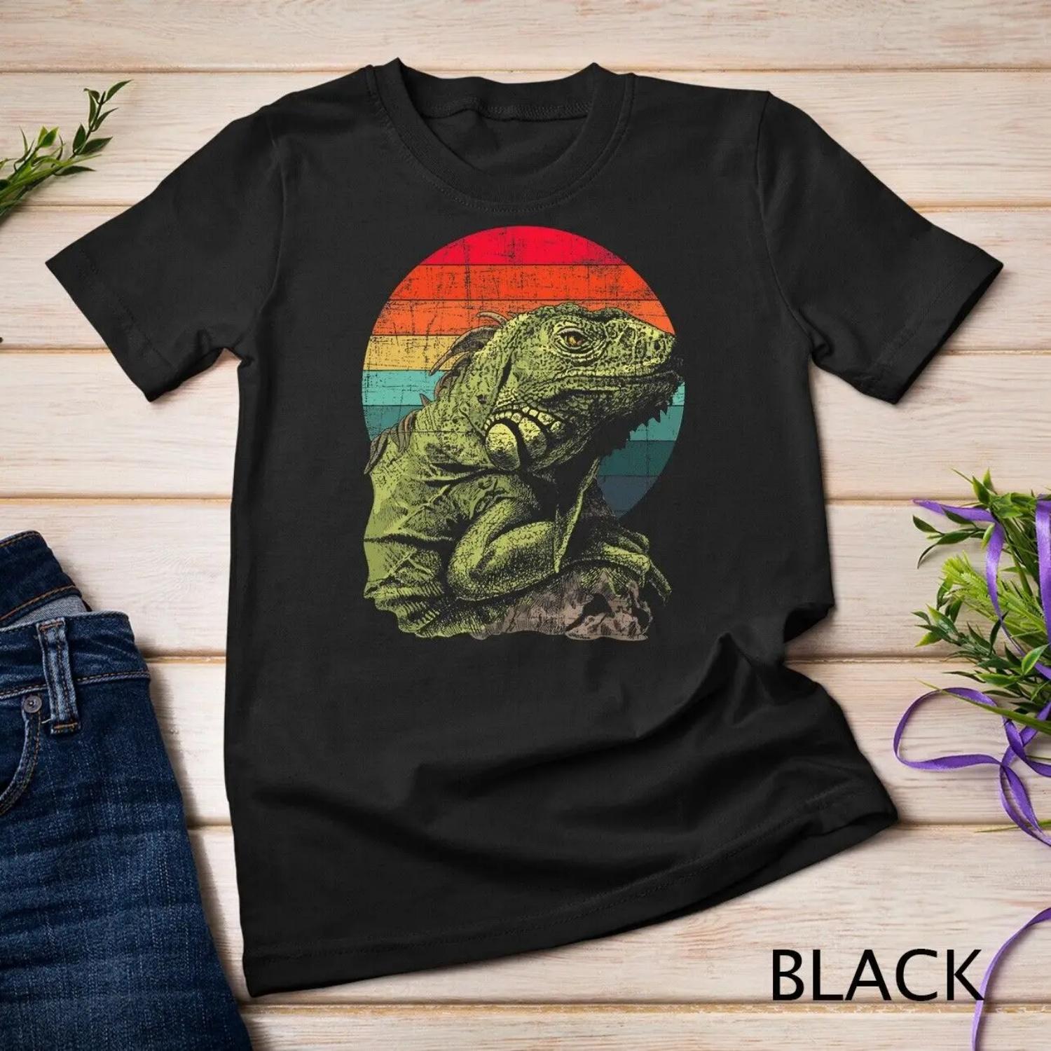 Retro Iguana Sunset Reptile Herpetologist Herpetology T shirt S