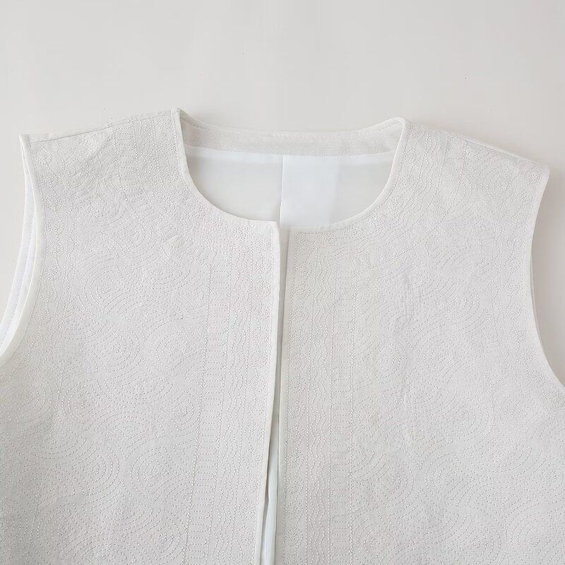 Fashion Style 2024 Spring/Summer New Arrival Women's Clothing All-Matching Sleeveless Quilted with Embroidery Vest Jacket 6895051 712